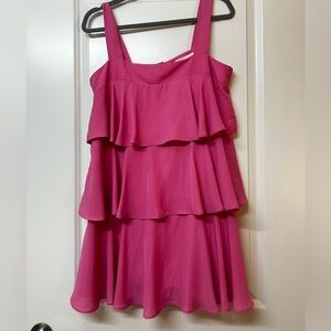 Pink ruffle dress from impeccable pig. Size Large. Worn once